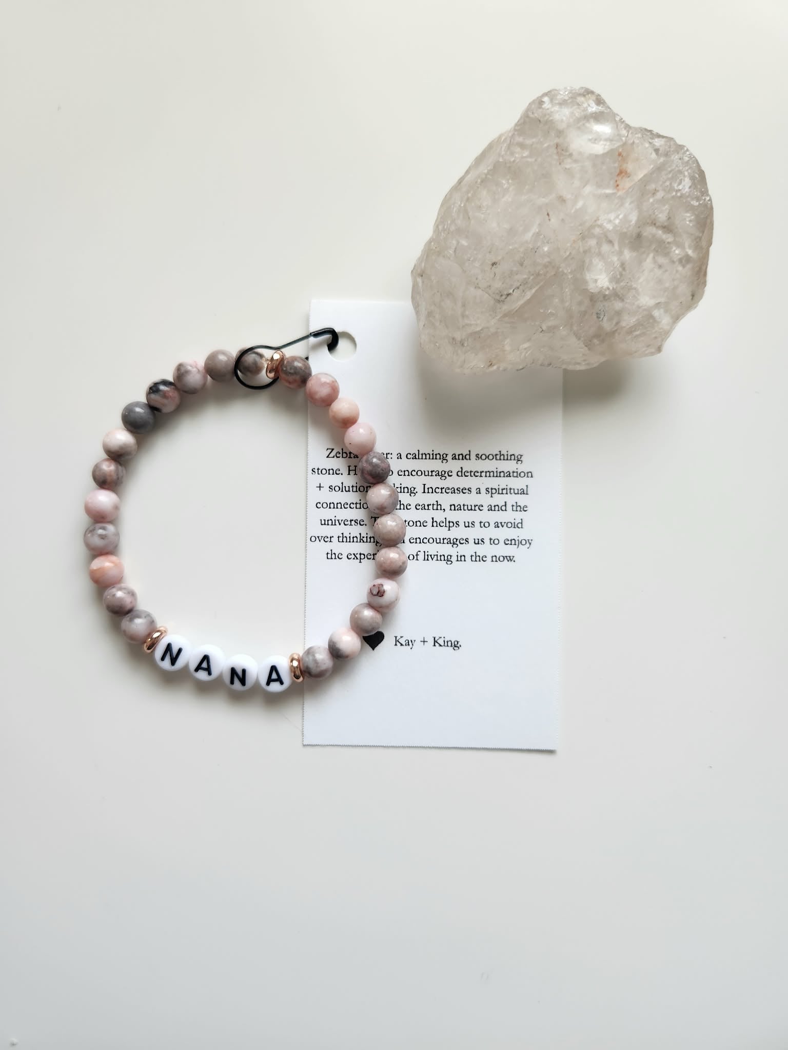 Kay & King Co. - Nana - Zebra Jasper, will fit 6.5-7" wrist.