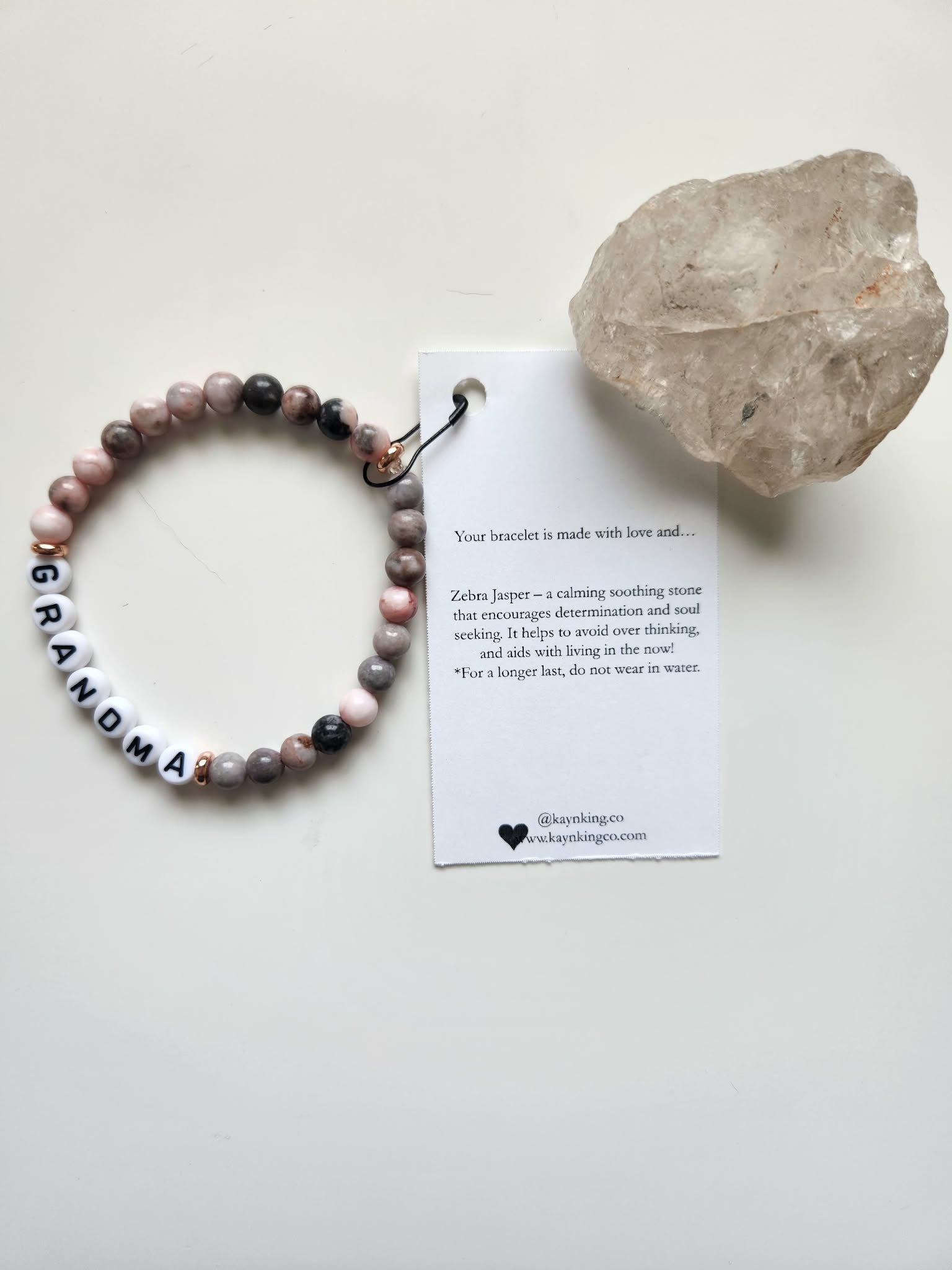 Kay & King Co. - Grandma - Zebra Jasper, will fit 6.5-7" wrist.