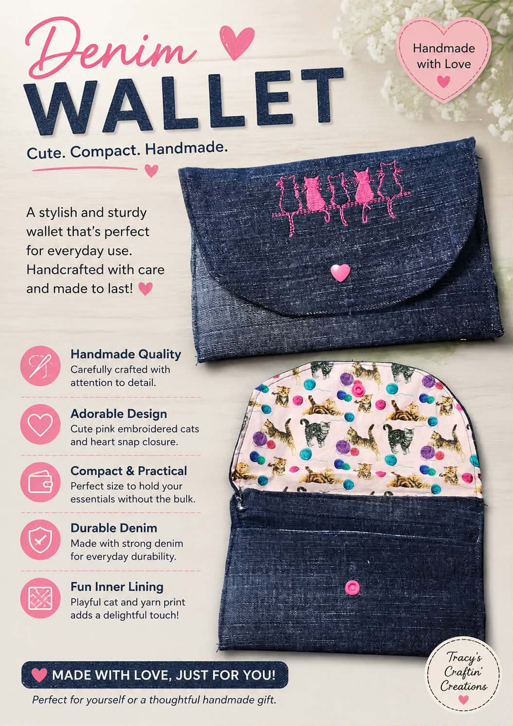 Tracy's Craftin' Creations - Denim Cat Wallet