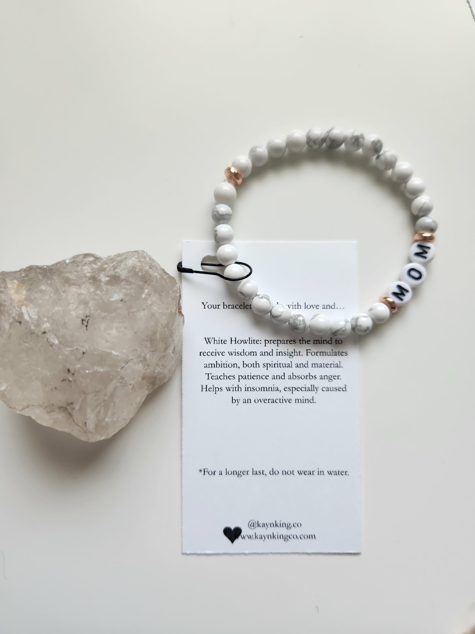 Kay & King Co. - Mom - White Howlite, will fit 6.5-7" wrist.